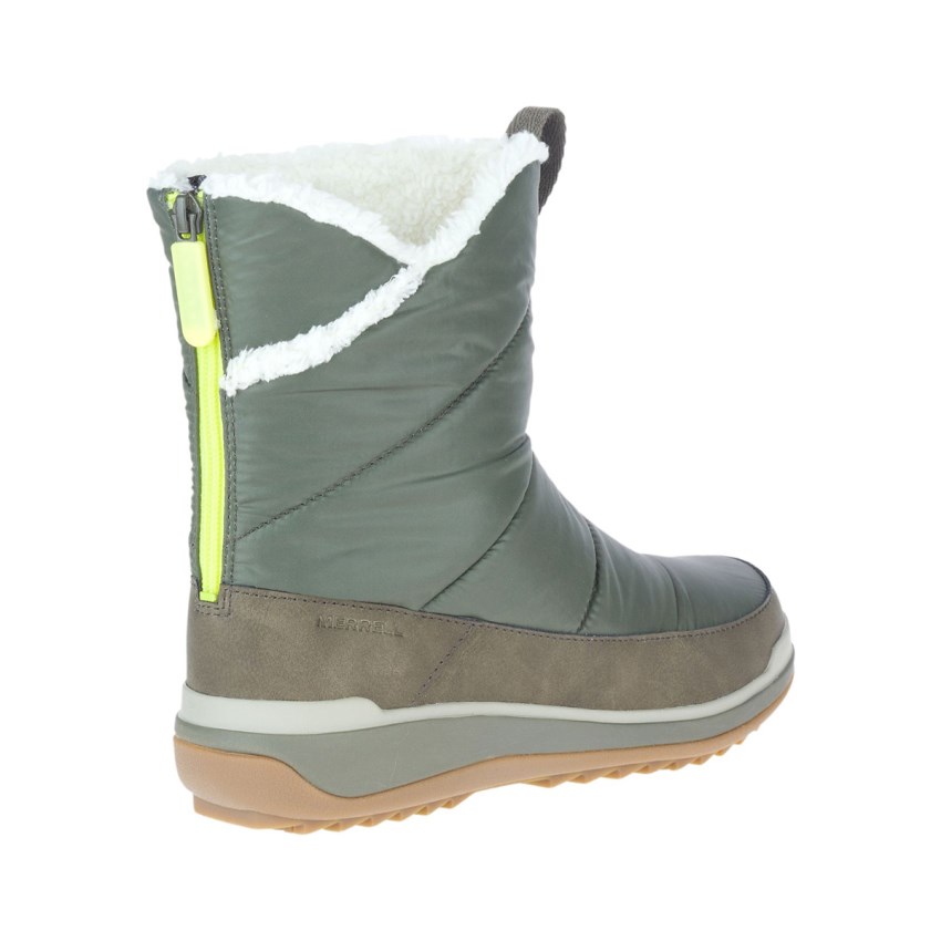 Bottes Merrell Snowcreek Sport Mid Zip Polar Waterproof Vert Olive Femme | K.R.SAQI